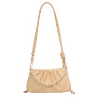 Femmes Faux Cuir Couleur Unie Mode Perle Plissé Chaîne Fermeture Éclair Sac Bandoulière main image 2