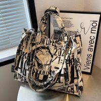 Women's Fashion Solid Color Printing Square Magnetic Buckle Tote Bag Canvas Shoulder Bags main image 6