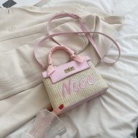 Women's Pu Leather Straw Letter Streetwear Weave Soft Surface Square Buckle Straw Bag sku image 2