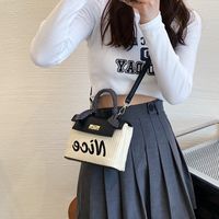 Women's Pu Leather Straw Letter Streetwear Weave Soft Surface Square Buckle Straw Bag main image 3