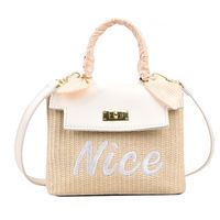 Women's Pu Leather Straw Letter Streetwear Weave Soft Surface Square Buckle Straw Bag main image 2