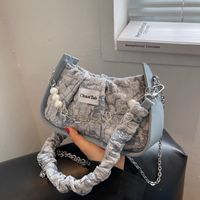 Women's Streetwear Solid Color Pleated Soft Surface Chain Zipper Shoulder Bag Underarm Bag Canvas Shoulder Bags main image 2