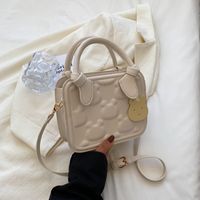 Women's Pu Leather Solid Color Cute Fashion Soft Surface Square Zipper Handbag Crossbody Bag Square Bag sku image 2