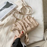 Women's Fashion Solid Color Soft Surface Chain Fold Square Magnetic Buckle Shoulder Bag Pu Leather Shoulder Bags sku image 1