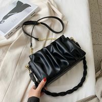 Women's Fashion Solid Color Soft Surface Chain Fold Square Magnetic Buckle Shoulder Bag Pu Leather Shoulder Bags sku image 2