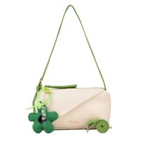 Women's Fashion Classic Style Solid Color Flower Contrasting Colors Square Zipper Shoulder Bag Pu Leather Shoulder Bags sku image 1