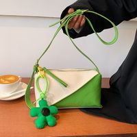 Women's Fashion Classic Style Solid Color Flower Contrasting Colors Square Zipper Shoulder Bag Pu Leather Shoulder Bags main image 2