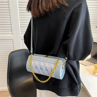 Women's Elegant Fashion Printing Soft Surface Cylindrical Zipper Shoulder Bag Round Bag Pu Leather Shoulder Bags main image 5