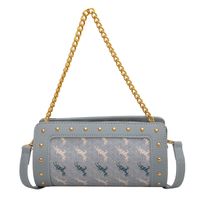 Women's Elegant Fashion Printing Soft Surface Cylindrical Zipper Shoulder Bag Round Bag Pu Leather Shoulder Bags sku image 2