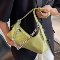 Women's Fashion Solid Color Soft Surface Chain Zipper Shoulder Bag Underarm Bag Pu Leather Shoulder Bags main image 4