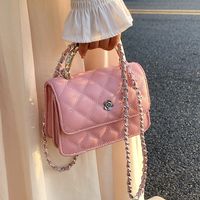 Femmes Faux Cuir Couleur Unie Lingge Mode Lingge Croix Carré Boucle Magnétique Sac À Main Sac Bandoulière main image 5