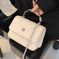 Women's Pu Leather Solid Color Lingge Fashion Lingge Cross Square Magnetic Buckle Handbag Crossbody Bag main image 4