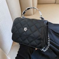 Women's Pu Leather Solid Color Lingge Fashion Lingge Cross Square Magnetic Buckle Handbag Crossbody Bag sku image 3