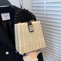 Women's Straw Solid Color Vacation Fashion Buckle Shoulder Bag Handbag Crossbody Bag main image 1