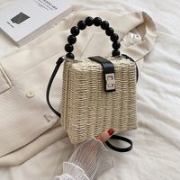 Women's Straw Solid Color Vacation Fashion Buckle Shoulder Bag Handbag Crossbody Bag sku image 1