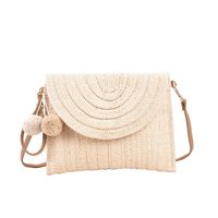 Women's Pu Leather Stripe Solid Color Vacation Fashion Tassel Square Magnetic Buckle Crossbody Bag Straw Bag main image 4