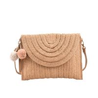 Women's Pu Leather Stripe Solid Color Vacation Fashion Tassel Square Magnetic Buckle Crossbody Bag Straw Bag sku image 3