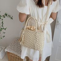 Women's Straw Solid Color Vacation Fashion Weave Soft Surface Square String Shoulder Bag Handbag main image 5