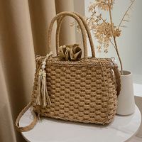 Women's Straw Solid Color Vacation Fashion Weave Soft Surface Square String Shoulder Bag Handbag main image 6