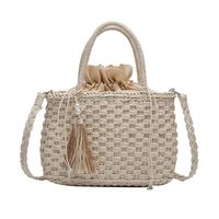 Women's Straw Solid Color Vacation Fashion Weave Soft Surface Square String Shoulder Bag Handbag sku image 1