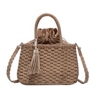 Women's Straw Solid Color Vacation Fashion Weave Soft Surface Square String Shoulder Bag Handbag sku image 2