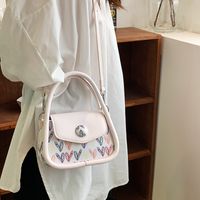 Mujeres Elegante Moda Corazón Color Sólido Superficie Suave Cuadrado Hebilla Magnética Bolsa De Hombro Bolso Bolso Cuadrado Cuero Sintético Bolsos De Mano main image 3