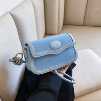 Mujeres Elegante Moda Color Sólido Superficie Suave Cuadrado Hebilla Magnética Bolsa De Hombro Bolso Cuadrado Mezclilla Bolsos De Hombro main image 1