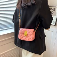 Women's Basic Fashion Solid Color Soft Surface Square Buckle Pu Leather Shoulder Bag Square Bag main image 5