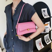 Women's Basic Fashion Stripe Solid Color Soft Surface Square Magnetic Buckle Shoulder Bag Square Bag Pu Leather Shoulder Bags main image 4