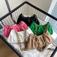 Women's Streetwear Solid Color Pleated Square Zipper Underarm Bag Pu Leather Shoulder Bags main image 1