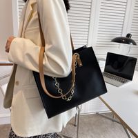 Women's Fashion Solid Color Square Magnetic Buckle Tote Bag Pu Leather Shoulder Bags main image 4