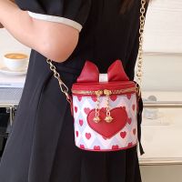 Women's Pu Leather Heart Shape Fashion Printing Bowknot Chain Bucket Zipper Crossbody Bag Bucket Bag main image 5