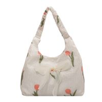 Women's Fashion Cherry Floral Flower Lace Bow Knot Magnetic Buckle Underarm Bag Canvas Shoulder Bags main image 2
