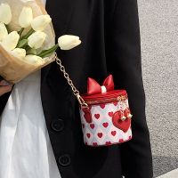 Women's Pu Leather Heart Shape Fashion Printing Bowknot Chain Bucket Zipper Crossbody Bag Bucket Bag main image 2