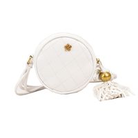 Women's Pu Leather Solid Color Cute Fashion Lingge Soft Surface Round Zipper Circle Bag Crossbody Bag sku image 1