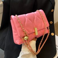 Women's Pu Leather Solid Color Lingge Fashion Chain Buckle Shoulder Bag Crossbody Bag sku image 4