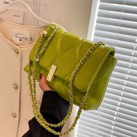 Women's Pu Leather Solid Color Lingge Fashion Chain Buckle Shoulder Bag Crossbody Bag main image 2