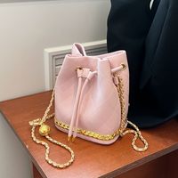 Women's Fashion Classic Style Solid Color Soft Surface Bucket Type String Shoulder Bag Bucket Bag Pu Leather Shoulder Bags main image 1