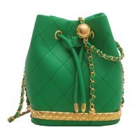 Women's Fashion Classic Style Solid Color Soft Surface Bucket Type String Shoulder Bag Bucket Bag Pu Leather Shoulder Bags sku image 1