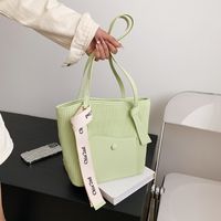 Women's Basic Fashion Solid Color Pleated Soft Surface Bucket Type Zipper Shoulder Bag Tote Bag Pu Leather Shoulder Bags main image 4