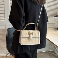 Women's Elegant Fashion Color Block Lingge Soft Surface Square Magnetic Buckle Handbag Square Bag Pu Leather Shoulder Bags main image 4