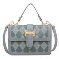 Women's Elegant Fashion Color Block Lingge Soft Surface Square Magnetic Buckle Handbag Square Bag Pu Leather Shoulder Bags sku image 3