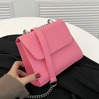 Frau Mode Klassischer Stil Einfarbig Weiche Oberfläche Kette Krokodil Quadrat Magnetschnalle Schultertasche Quadratische Tasche Pu-leder Schulter Taschen main image 5