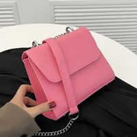 Women's Fashion Classic Style Solid Color Soft Surface Chain Crocodile Square Magnetic Buckle Shoulder Bag Square Bag Pu Leather Shoulder Bags main image 5
