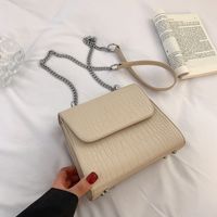 Women's Fashion Classic Style Solid Color Soft Surface Chain Crocodile Square Magnetic Buckle Shoulder Bag Square Bag Pu Leather Shoulder Bags sku image 2