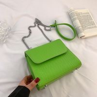 Women's Fashion Classic Style Solid Color Soft Surface Chain Crocodile Square Magnetic Buckle Shoulder Bag Square Bag Pu Leather Shoulder Bags sku image 3