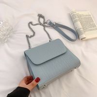 Women's Fashion Classic Style Solid Color Soft Surface Chain Crocodile Square Magnetic Buckle Shoulder Bag Square Bag Pu Leather Shoulder Bags sku image 6