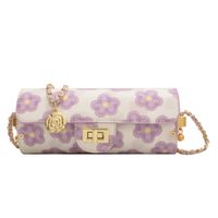 Mujeres Elegante Moda Flor Superficie Suave Cilíndrico Hebilla Bolsa De Hombro Bolsa Redonda Cuero Sintético Bolsos De Hombro main image 3