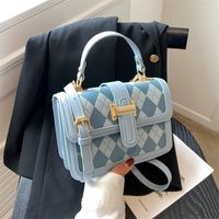 Women's Elegant Fashion Color Block Lingge Soft Surface Square Magnetic Buckle Handbag Square Bag Pu Leather Shoulder Bags main image 6