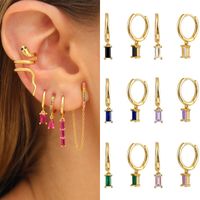 Women's Fashion Square Copper Earrings Inlaid Zircon Zircon Copper Earrings main image 1